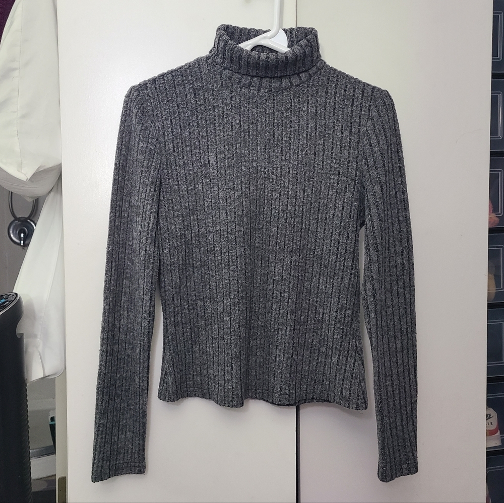 SHEIN Charcoal Ribbed Turtleneck Sweater